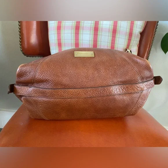 Brahmin Shoulder Purse Handbag Pebble Magnet Top Cognac Brown + Chain Strap - Picture 12 of 14